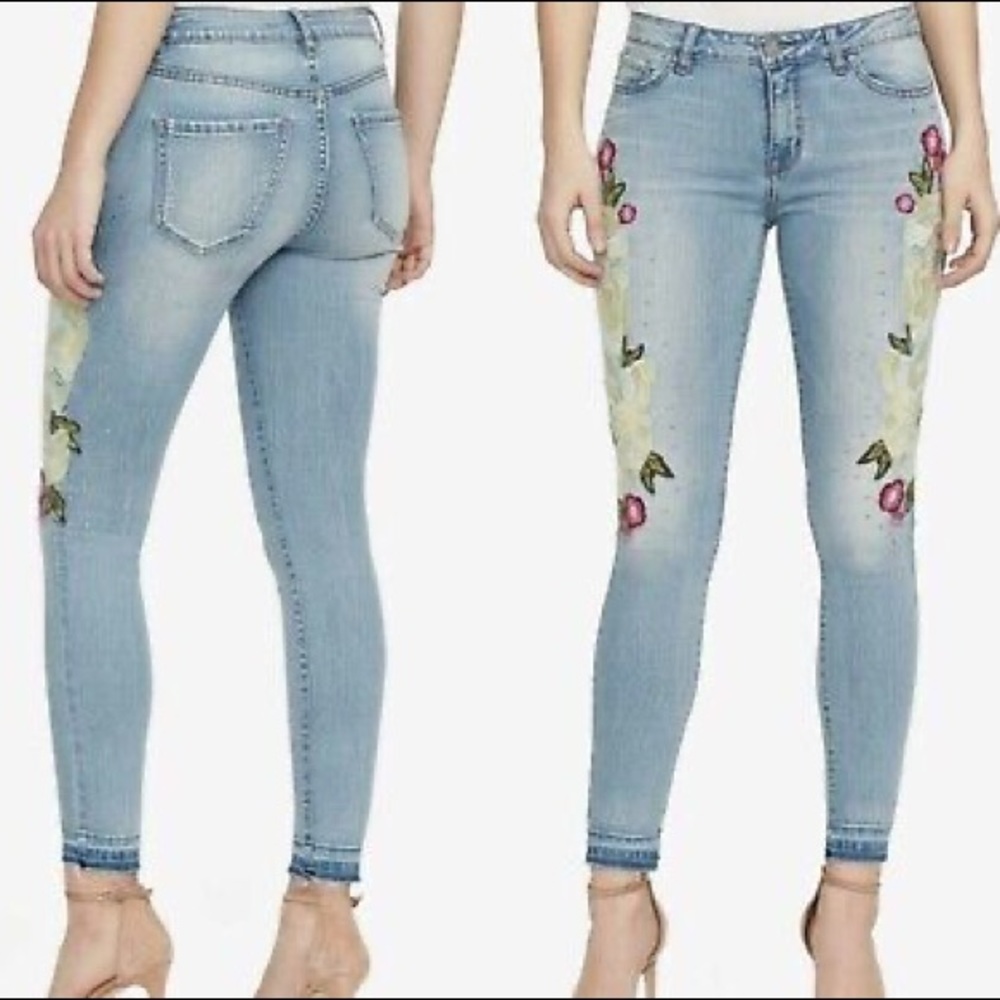NWT William Rast Floral Embroidered Ankle Skinny Jeans size Junior 25